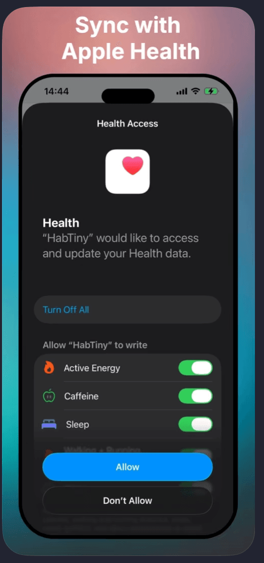 HabTiny Apple Health sync