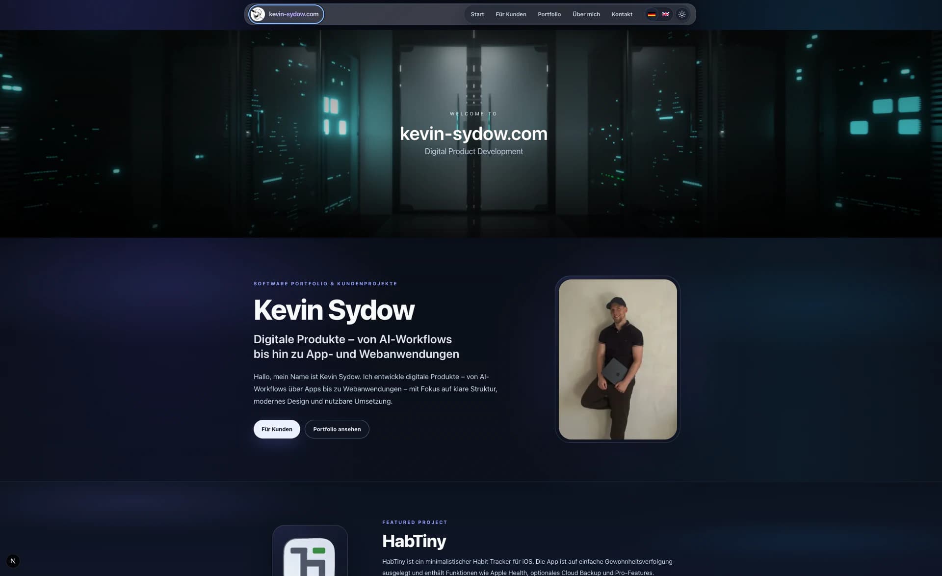 Startseite der Portfolio-Website von Kevin Sydow